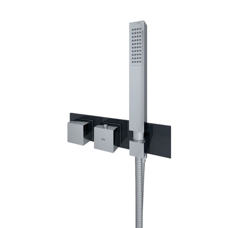 RAK Ceramics Feeling Horizontal Dual Outlet Thermostatic Concealed Shower Valve with Wall Outlet (1 size, 2 styles, 5 colours) - Brand New Bathrooms