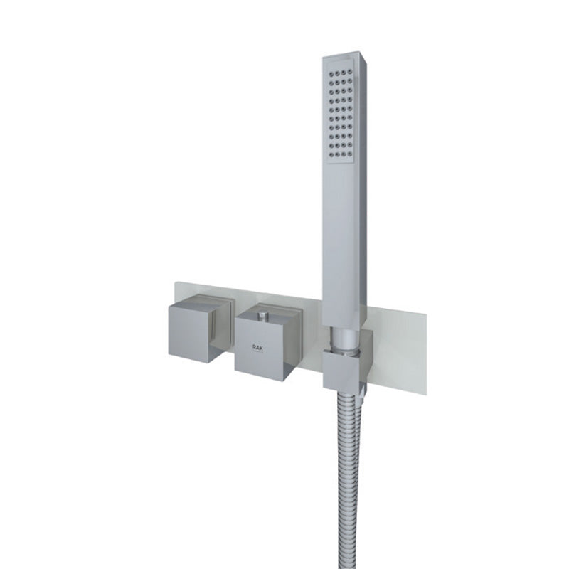 RAK Ceramics Feeling Horizontal Dual Outlet Thermostatic Concealed Shower Valve with Wall Outlet (1 size, 2 styles, 5 colours) - Brand New Bathrooms