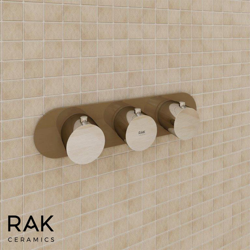 RAK Ceramics Feeling Horizontal Dual Outlet Thermostatic Concealed Shower Valve with Wall Outlet (1 size, 2 styles, 5 colours) - Brand New Bathrooms