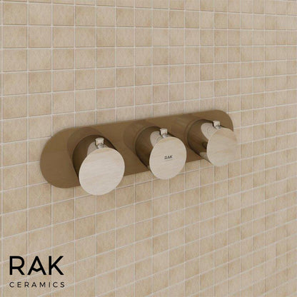 RAK Ceramics Feeling Horizontal Dual Outlet Thermostatic Concealed Shower Valve with Wall Outlet (1 size, 2 styles, 5 colours) - Brand New Bathrooms