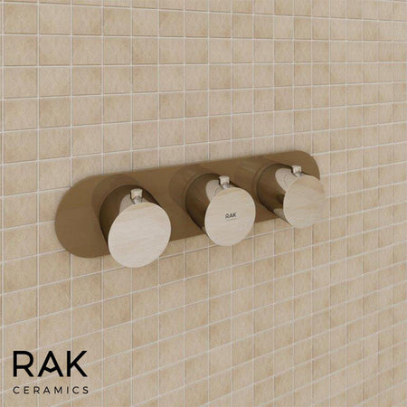 RAK Ceramics Feeling Horizontal Dual Outlet Thermostatic Concealed Shower Valve with Wall Outlet (1 size, 2 styles, 5 colours) - Brand New Bathrooms