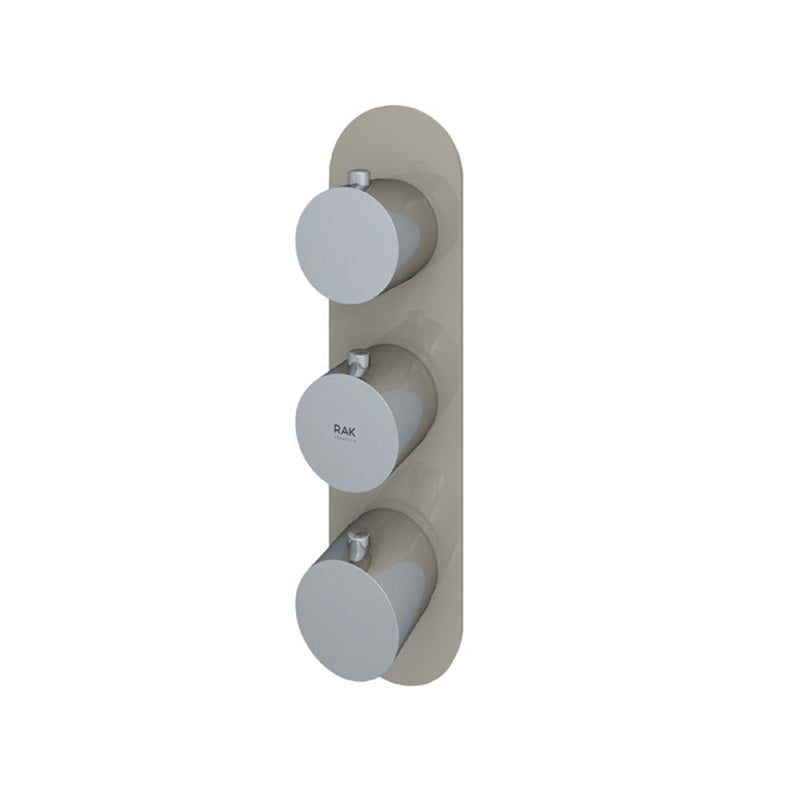 RAK Ceramics Feeling Horizontal Dual Outlet Thermostatic Concealed Shower Valve with Wall Outlet (1 size, 2 styles, 5 colours) - Brand New Bathrooms