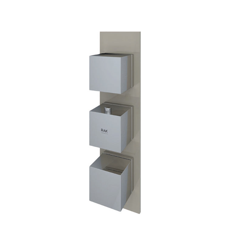 RAK Ceramics Feeling Horizontal Dual Outlet Thermostatic Concealed Shower Valve with Wall Outlet (1 size, 2 styles, 5 colours) - Brand New Bathrooms