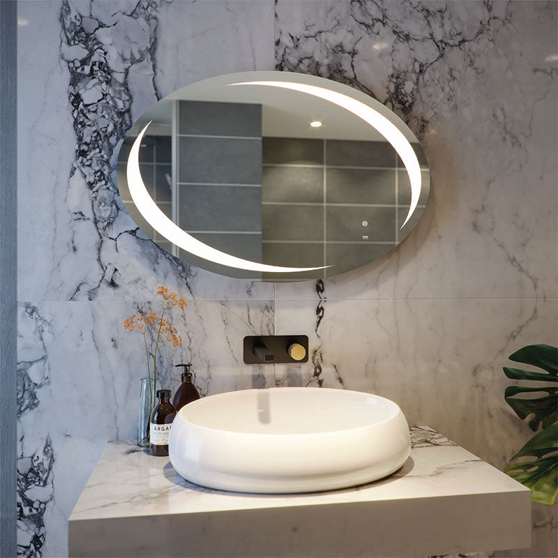 RAK Ceramics Hades LED Illuminated Oval Mirror w/demister and Touch Sensor Switch (1 size, Mirror) - Brand New Bathrooms
