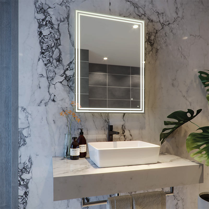 RAK Ceramics Hermes LED Illuminated Portrait Mirror w/demister Shavers Socket and Touch Sensor Switch (1 size, Mirror) - Brand New Bathrooms