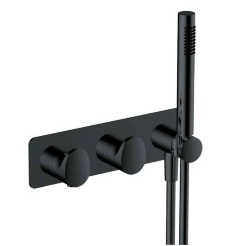 RAK Ceramics RAK Horizontal Dual Outlet Thermostatic Concealed Shower Valve & Hand Shower (1 size, 4 colours) - Brand New Bathrooms