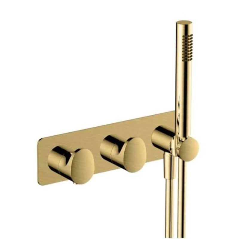 RAK Ceramics RAK Horizontal Dual Outlet Thermostatic Concealed Shower Valve & Hand Shower (1 size, 4 colours) - Brand New Bathrooms
