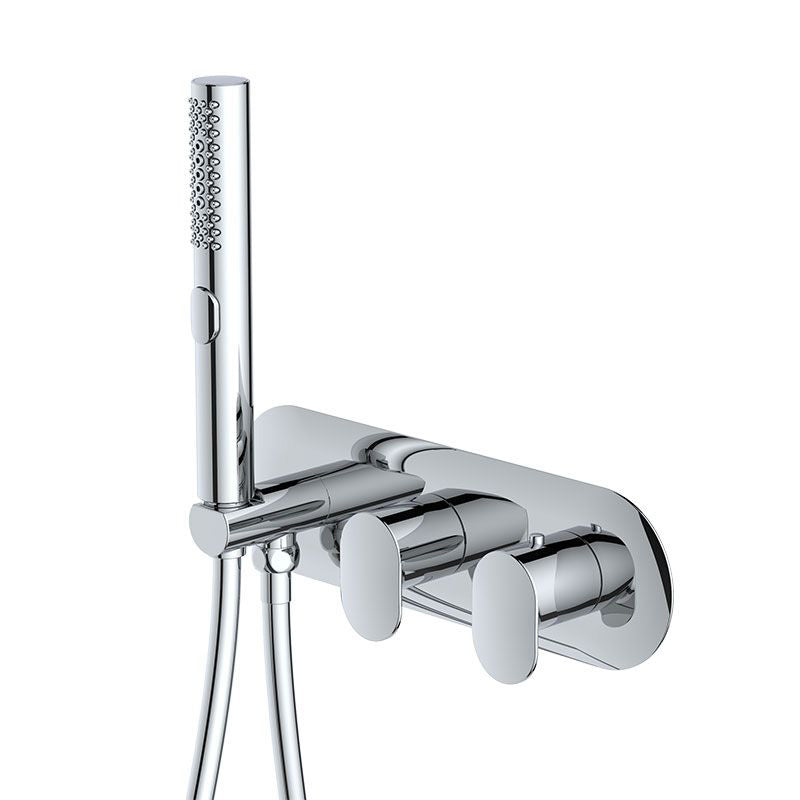 RAK Ceramics Mercury Horizontal Dual Outlet Concealed Shower Valve with Handset (1 size, Chrome) - Brand New Bathrooms