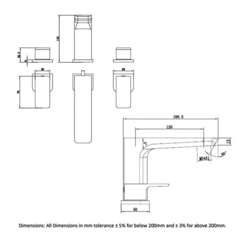 RAK Ceramics Moon 3 Tap Hole Deck Mounted Bath Filler (1 size, 2 colours) - Brand New Bathrooms