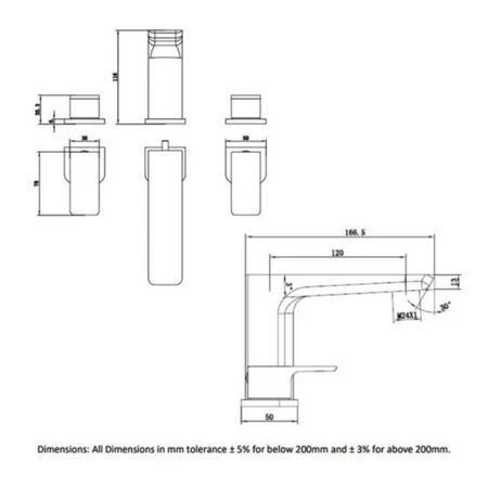 RAK Ceramics Moon 3 Tap Hole Deck Mounted Bath Filler (1 size, 2 colours) - Brand New Bathrooms