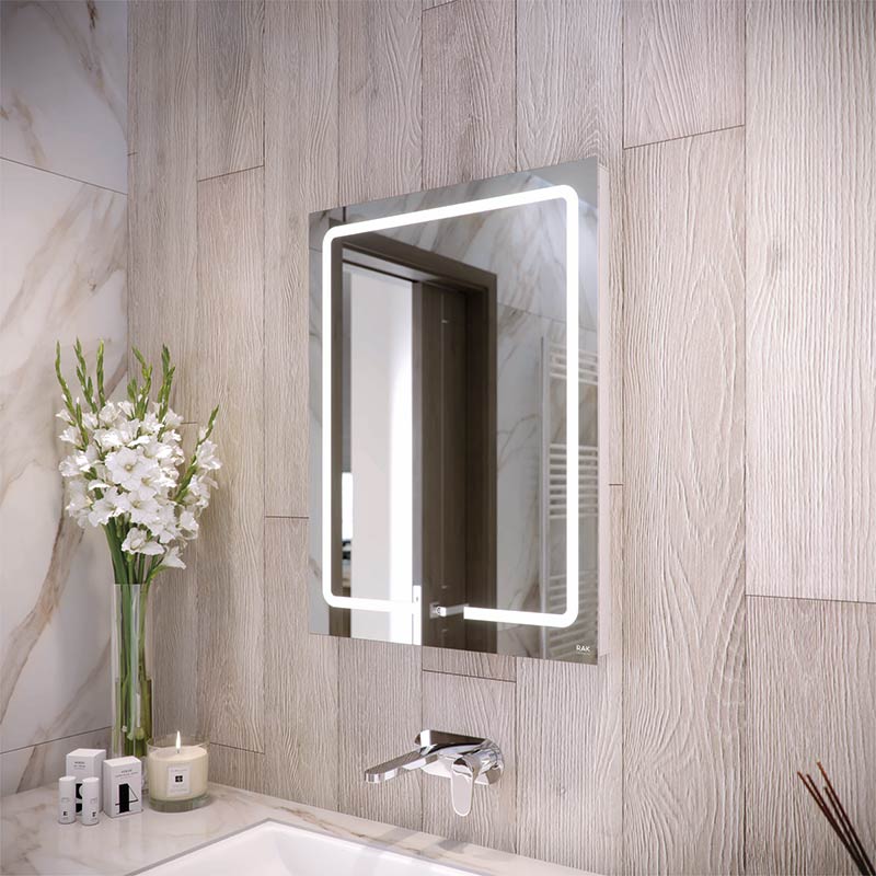 RAK Ceramics Pegasus LED Illuminated Portrait Mirror w/demister;shavers socket and touch sensor switch (1 size, Mirror) - Brand New Bathrooms