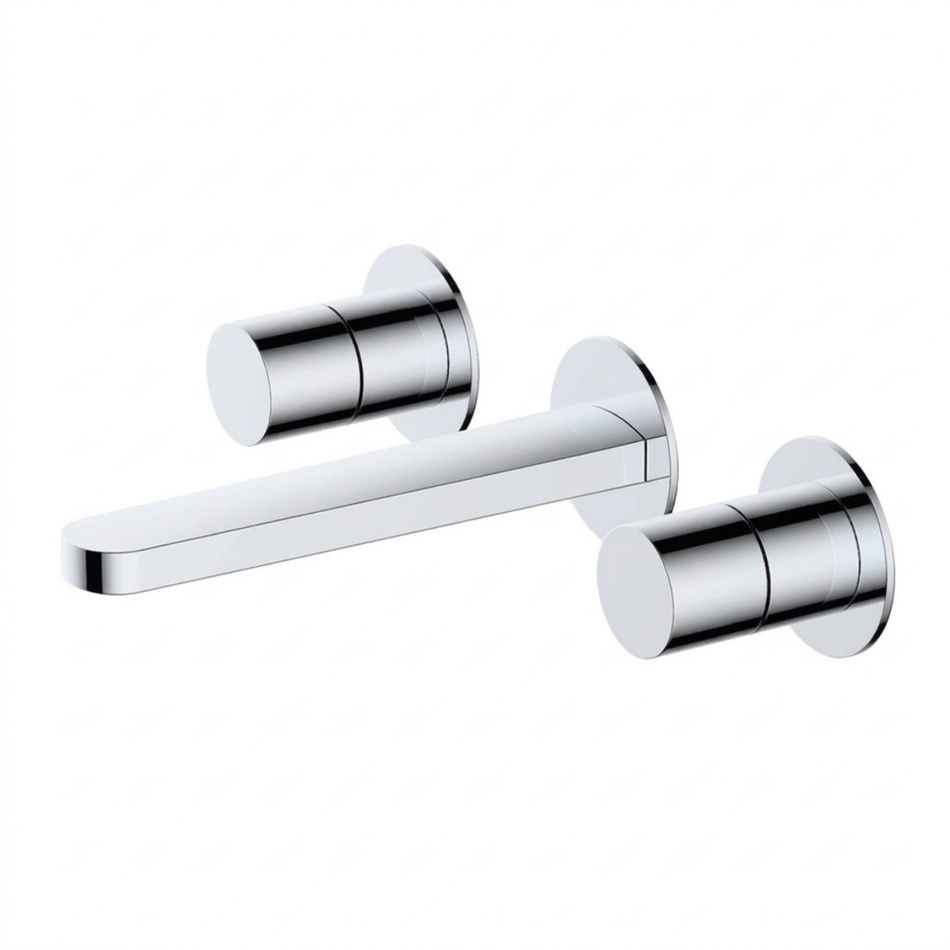 RAK Ceramics Petit Round Wall Mounted 3 Hole Basin Mixer (1 size, chrome)