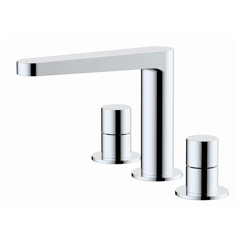 RAK Ceramics Petit Round Deck Mounted 3 Hole Basin Mixer (1 size, chrome) - Brand New Bathrooms