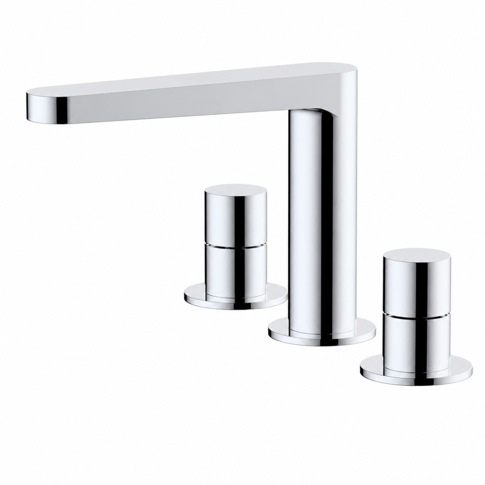 RAK Ceramics Petit Round Deck Mounted 3 Hole Basin Mixer (1 size, chrome)