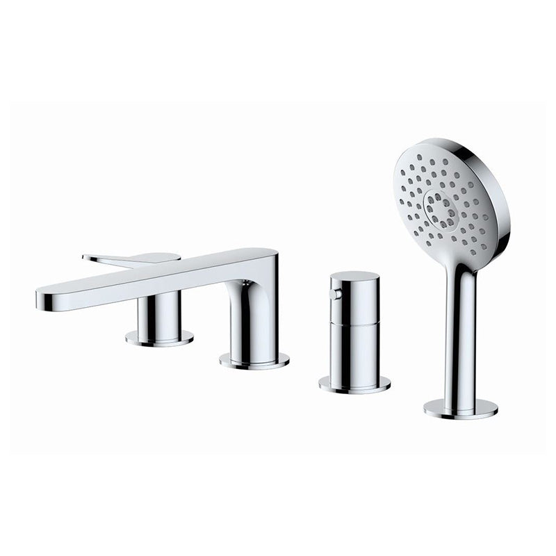 RAK Ceramics Petit Round 4 Tap Hole Deck Mounted Bath Shower Mixer (1 size, Chrome) - Brand New Bathrooms