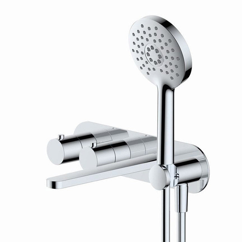 RAK Ceramics Petit Round Thermostatic Bath Shower Mixer Dual Outlet (1 size, Chrome) - Brand New Bathrooms