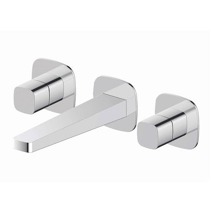 RAK Ceramics Petit Square Wall Mounted 3 Hole Basin Mixer Tap (1 size, Chrome) - Brand New Bathrooms