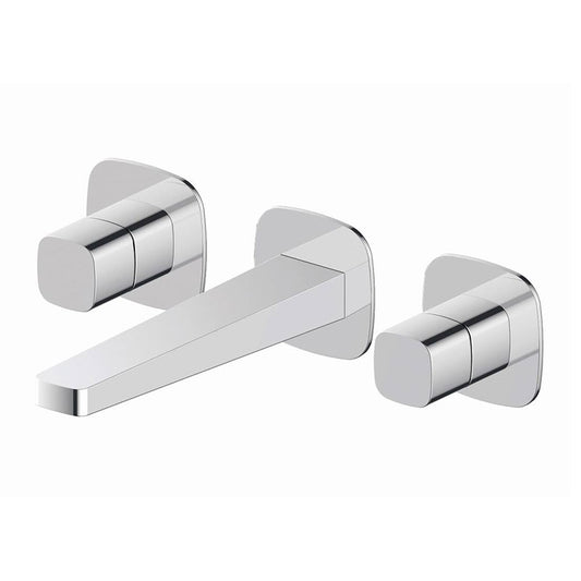 RAK Ceramics Petit Square Wall Mounted 3 Hole Basin Mixer Tap (1 size, Chrome) - Brand New Bathrooms