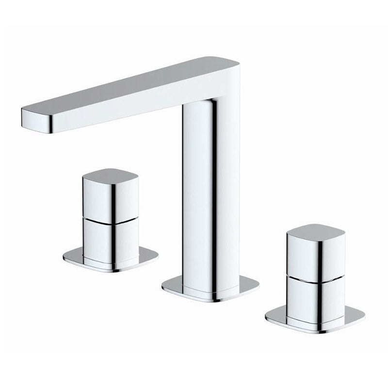 RAK Ceramics Petit Square Deck Mounted 3 Hole Basin Mixer Tap (1 size, Chrome) - Brand New Bathrooms
