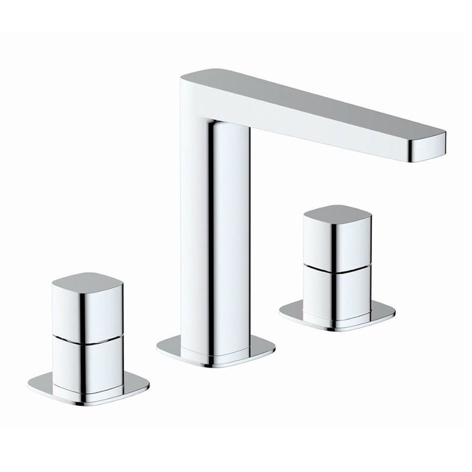 RAK Ceramics Petit Square Deck Mounted 3 Hole Basin Mixer Tap (1 size, Chrome)