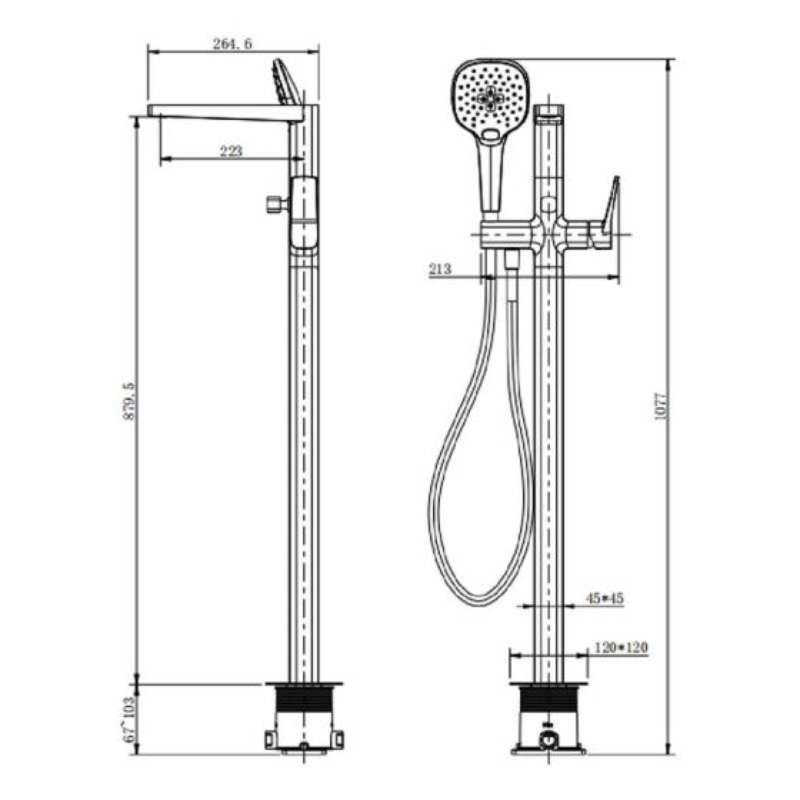 RAK Ceramics Petit Square Floorstanding Bath Shower Mixer (1 size, Chrome) - Brand New Bathrooms