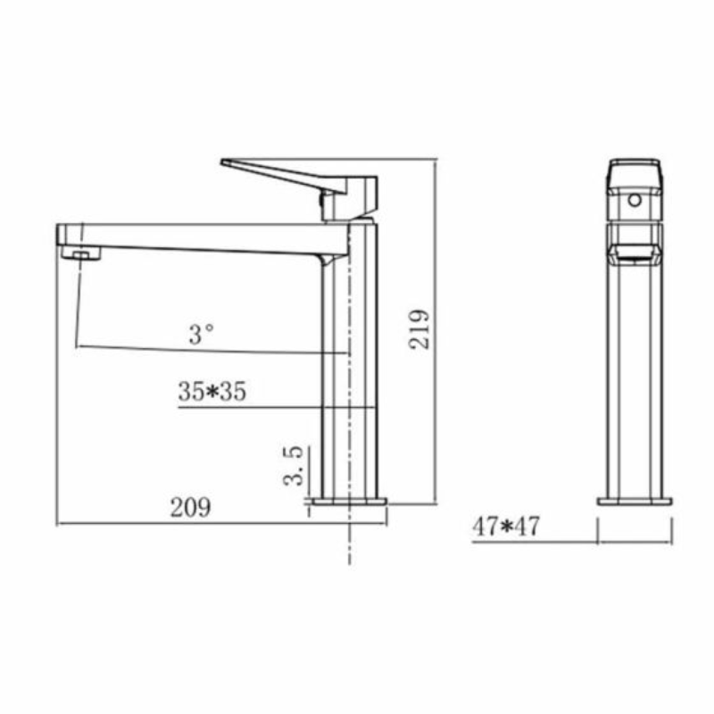 RAK Ceramics Petit Square Mid Height Basin Mixer (1 size, Chrome) - Brand New Bathrooms