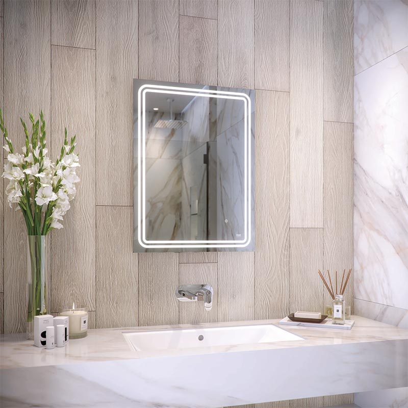 RAK Ceramics Pluto LED Illuminated Portrait Mirror w/demister;shavers socket and touch sensor switch (1 size, Mirror) - Brand New Bathrooms