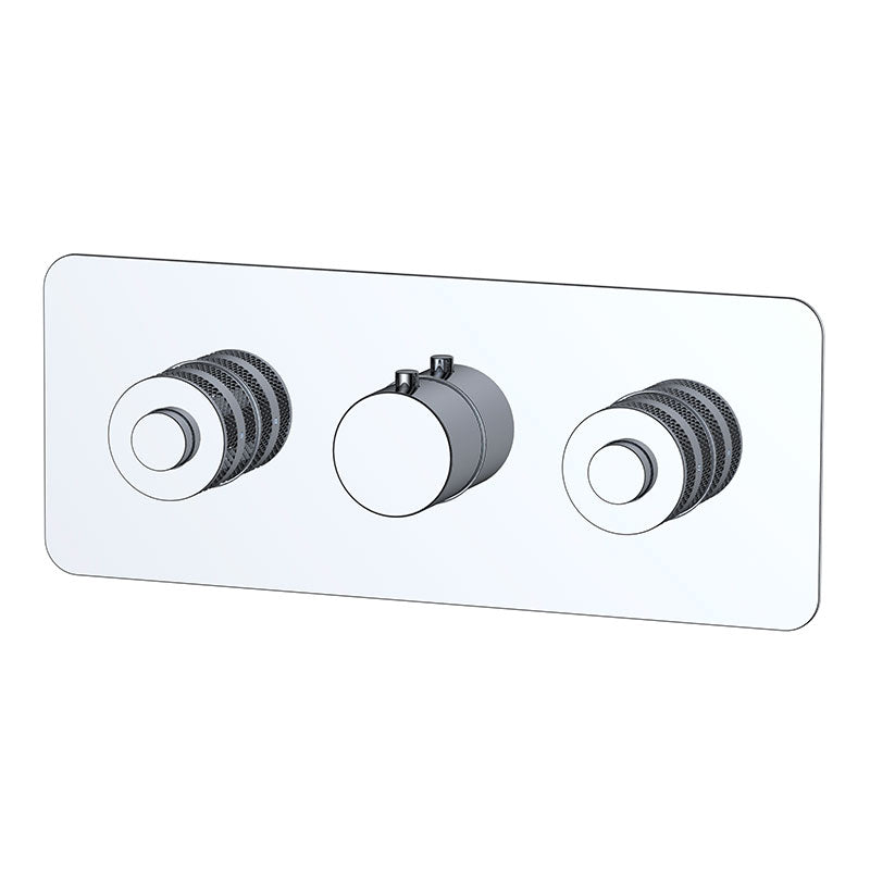 RAK Ceramics Prima Tech Dual Outlet Concealed Thermostatic Shower Valve with Back Plate (Horizontal) (1 size, Chrome) - Brand New Bathrooms