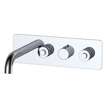 RAK Ceramics Prima Tech Dual Outlet Concealed Thermostatic Bath and Shower with Back Plate (Horizontal) (1 size, Chrome) - Brand New Bathrooms