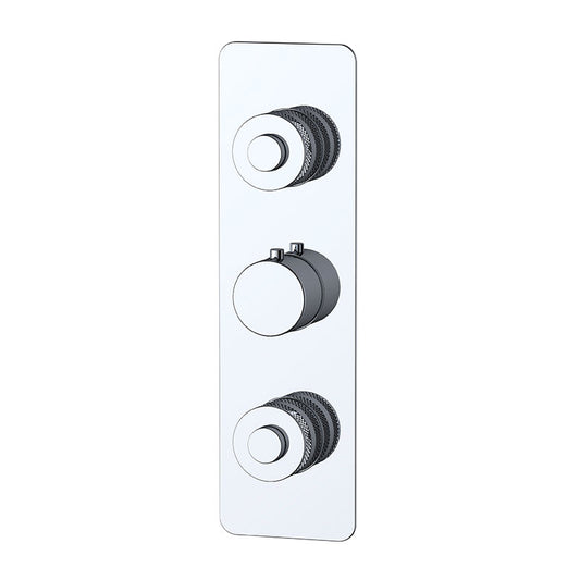 RAK Ceramics Prima Tech Dual Outlet Concealed Thermostatic Shower with Back Plate (Vertical) (1 size, Chrome) - Brand New Bathrooms