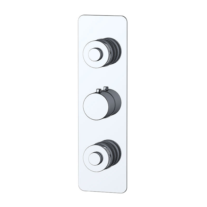 RAK Ceramics Prima Tech Dual Outlet Concealed Thermostatic Shower with Back Plate (Vertical) (1 size, Chrome) - Brand New Bathrooms