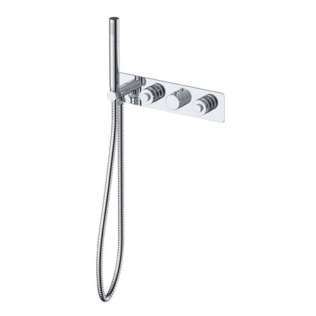 RAK Ceramics Prima Tech Dual Outlet Concealed Thermostatic Shower with Hand Shower and Back Plate (Horizontal) (1 size, Chrome) - Brand New Bathrooms