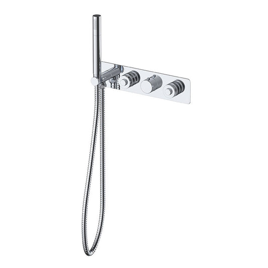 RAK Ceramics Prima Tech Dual Outlet Concealed Thermostatic Shower with Hand Shower and Back Plate (Horizontal) (1 size, Chrome) - Brand New Bathrooms