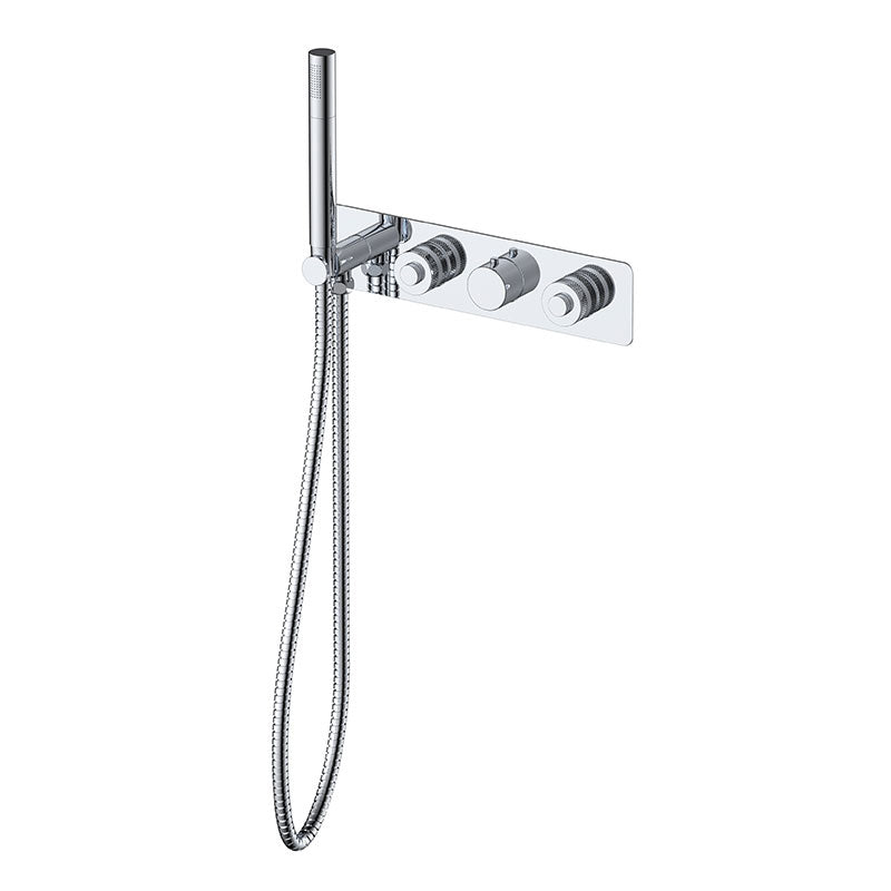 RAK Ceramics Prima Tech Dual Outlet Concealed Thermostatic Shower with Hand Shower and Back Plate (Horizontal) (1 size, Chrome) - Brand New Bathrooms