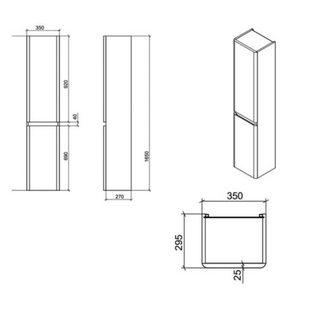 RAK-Resort Tall Storage Unit Basin Unit (1 size, 5 colours) - Brand New Bathrooms