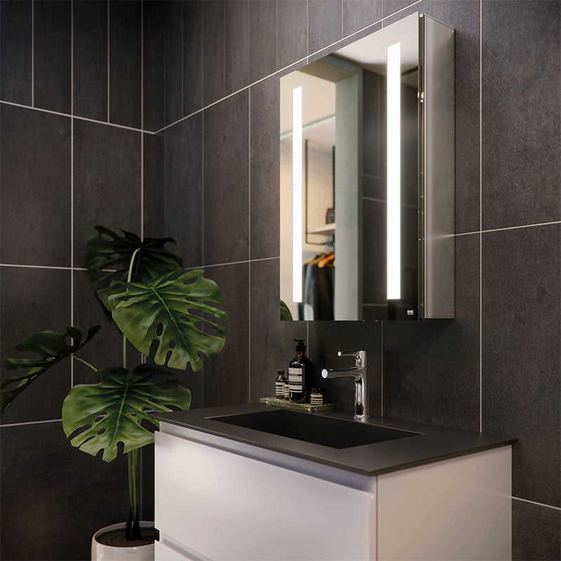RAK Ceramics Sagittarius LED Illuminated Mirrored Bluetooth Cabinet w/demister Shavers Socket and Infra Red Switch (2 sizes, Mirror) - Brand New Bathrooms