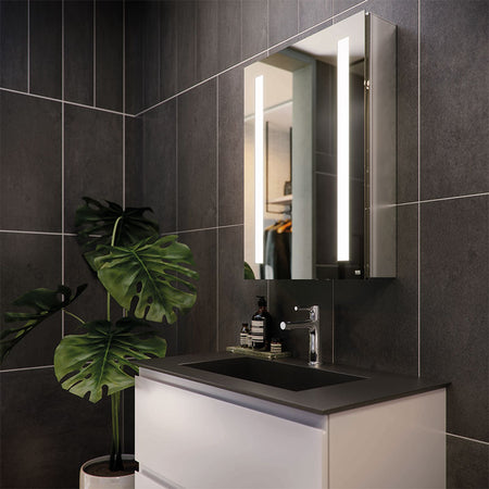 RAK Ceramics Sagittarius LED Illuminated Mirrored Bluetooth Cabinet w/demister Shavers Socket and Infra Red Switch (2 sizes, Mirror) - Brand New Bathrooms