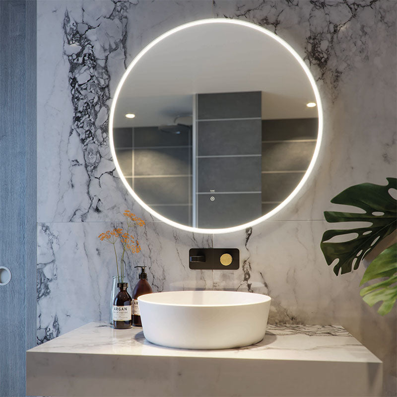 RAK Ceramics Scorpio LED Illuminated Round Mirror w/demister and touch sensor switch (1 size, Mirror) - Brand New Bathrooms