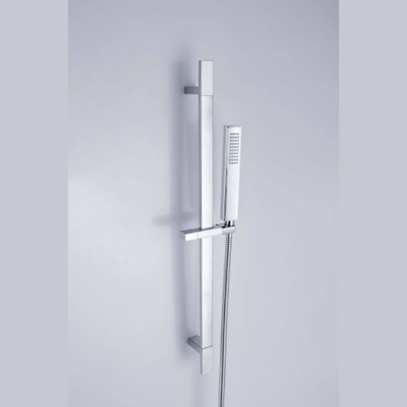 RAK Ceramics Square Slide Rail Kit with 3 Function Head and Integral Wall Outlet (1 size, Chrome) - Brand New Bathrooms
