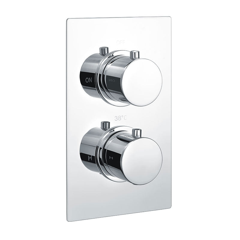 RAK Ceramics Single Outlet; 2 Handle Thermostatic Concealed Shower Valve (1 size, 2 styles, Chrome) - Brand New Bathrooms