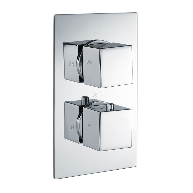 RAK Ceramics Single Outlet; 2 Handle Thermostatic Concealed Shower Valve (1 size, 2 styles, Chrome) - Brand New Bathrooms