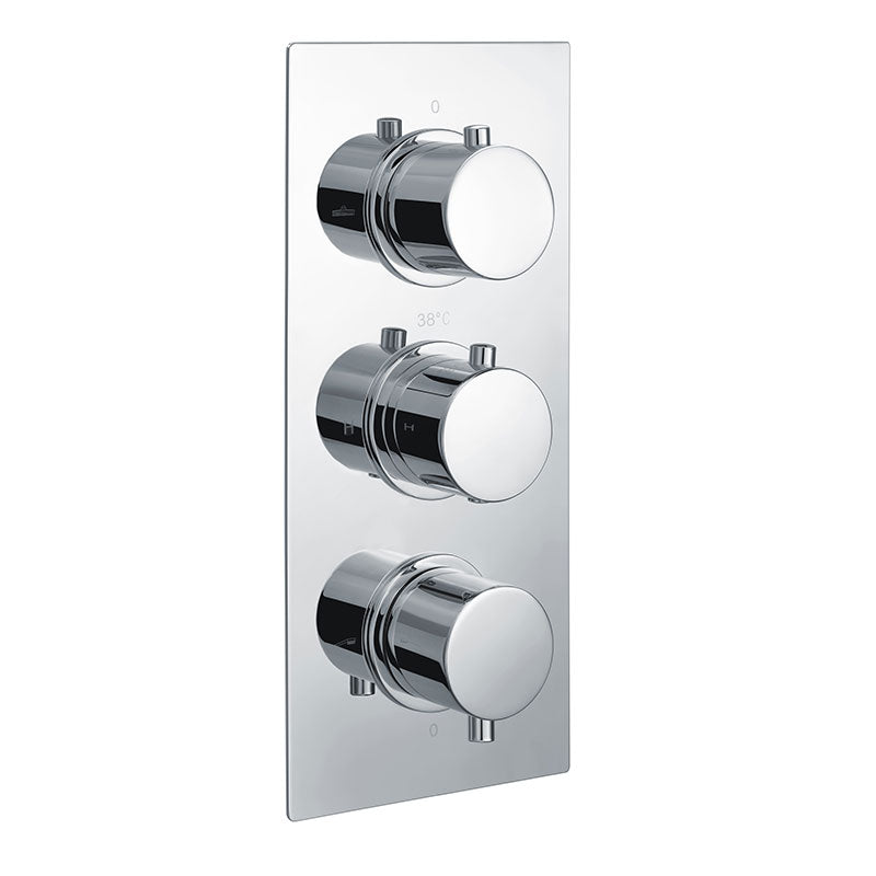 RAK Ceramics Dual Outlet; 3 Handle Thermostatic Concealed Shower Valve (1 size, 2 styles, 2 colours) - Brand New Bathrooms
