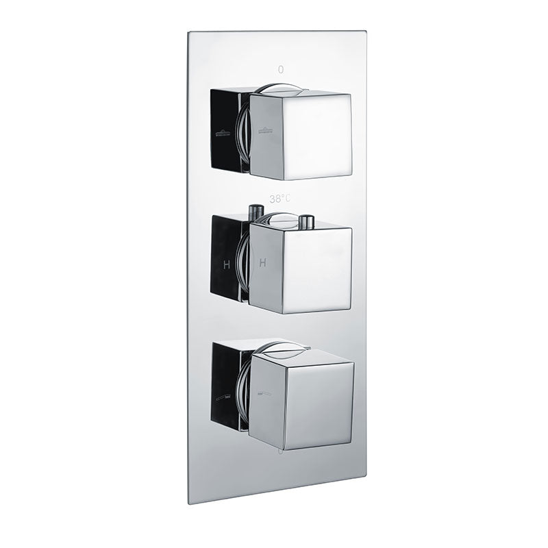 RAK Ceramics Dual Outlet; 3 Handle Thermostatic Concealed Shower Valve (1 size, 2 styles, 2 colours) - Brand New Bathrooms