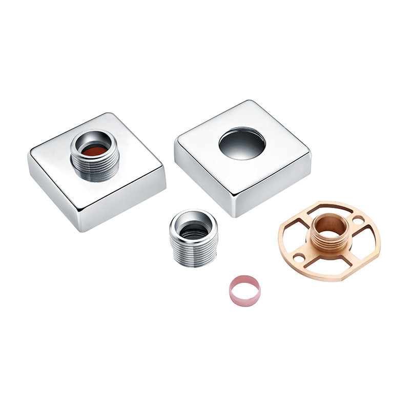 RAK Ceramics Exposed Square Shower Bar Mixer Easy Fitting Kit (Pair) (2 sizes, 2 styles, Chrome) - Brand New Bathrooms
