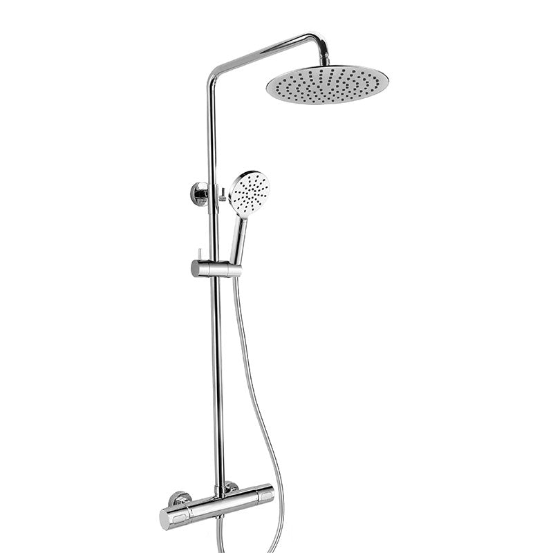 RAK Ceramics Compact Exposed Thermostatic Shower Column with Fixed head and Shower Kit (1 size, 2 styles, Chrome) - Brand New Bathrooms