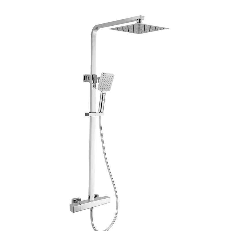 RAK Ceramics Compact Exposed Thermostatic Shower Column with Fixed head and Shower Kit (1 size, 2 styles, Chrome) - Brand New Bathrooms