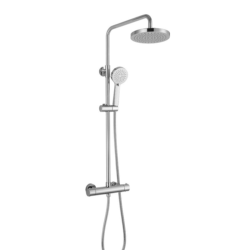 RAK Ceramics Cool Touch Thermostatic Shower Column with Fixed Head and Shower Kit (WRAS) (1 size, 2 styles, Chrome) - Brand New Bathrooms