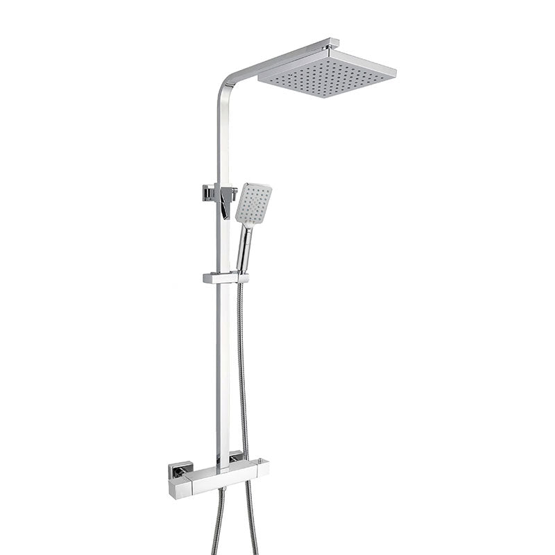 RAK Ceramics Cool Touch Thermostatic Shower Column with Fixed Head and Shower Kit (WRAS) (1 size, 2 styles, Chrome) - Brand New Bathrooms