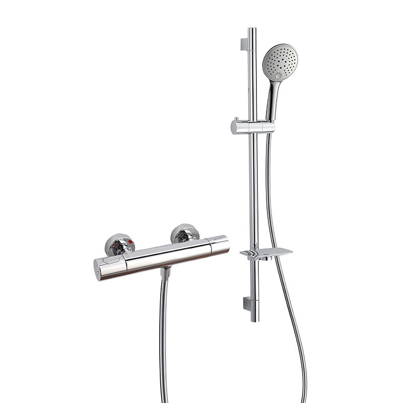 RAK Ceramics Round Exposed Thermostatic Shower Valve with Slide Rail Kit (WRAS) (2 sizes, Chrome) - Brand New Bathrooms