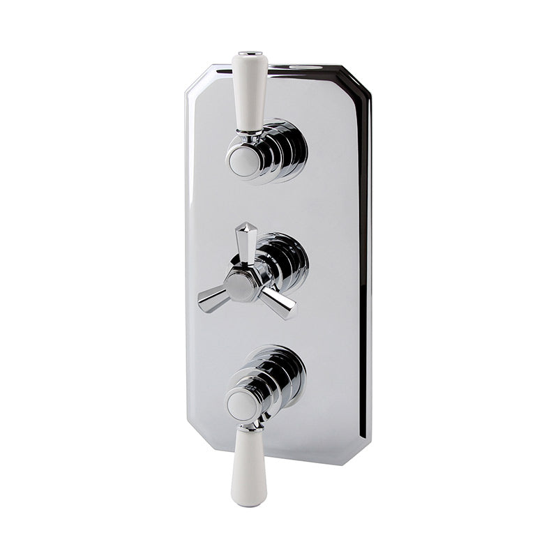 RAK Ceramics Washington Triple Outlet Thermostatic Concealed Shower Valve (1 size, Chrome) - Brand New Bathrooms